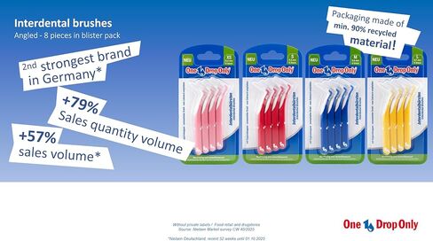 One Drop Only Interdental Brushes Set – 4 Sizes (XS, S, M, L) – 32 Brushes Total (4 x 8 pcs) – Flexible Dental Cleaning Brushes – Daily Oral Care – German Oral Care Brand in Saudi Arabia