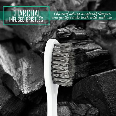 Lingito Travel Charcoal Toothbrush, On The Go Folding Feature, Soft Bristle Brushes (2 Pack) in Saudi Arabia