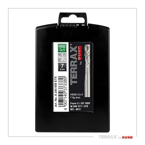 مجموعة صنبور الآلة Terrax من Ruko A245058ETX M DIN 371/376 Form C / 35° RSP HSSE-Co 5 في علبة بلاستيكية in Saudi Arabia