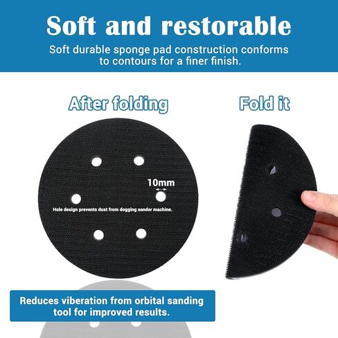 2Pcs Foam Sanding Pads 6 Inch, 6 Holes Hook and Loop Sponge Cushion, Professional Sponge Sanding Pads for Orbital Sander Polishing in Saudi Arabia