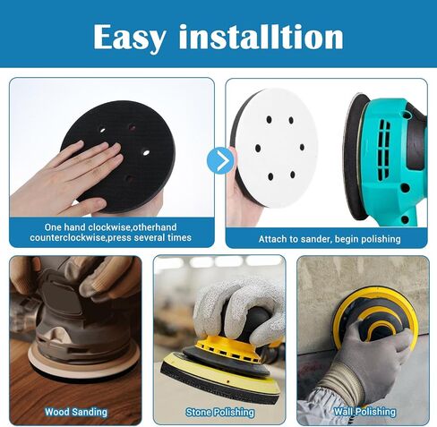 2Pcs Foam Sanding Pads 6 Inch, 6 Holes Hook and Loop Sponge Cushion, Professional Sponge Sanding Pads for Orbital Sander Polishing in Saudi Arabia