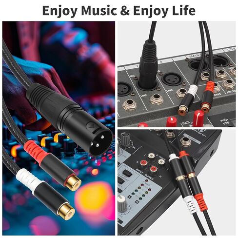 كابل توصيل مقسم 1FT XLR أنثى إلى 2 RCA Y، محول كابل صوتي مزدوج RCA أنثى إلى XLR أنثى لمكبر الصوت ومكثف الميكروفون AMP in Saudi Arabia