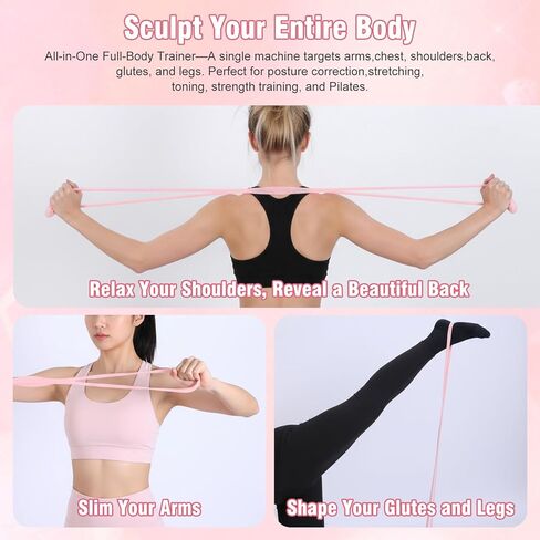 أربطة مقاومة للذراع، 8 أربطة مقاومة على شكل مقابض لتمارين الكتف والظهر والذراع، حبل سحب مطاطي بوزن 15 رطل للنساء والرجال، معدات اللياقة البدنية المنزلية لليوجا والبيلاتس (وردي) in Saudi Arabia