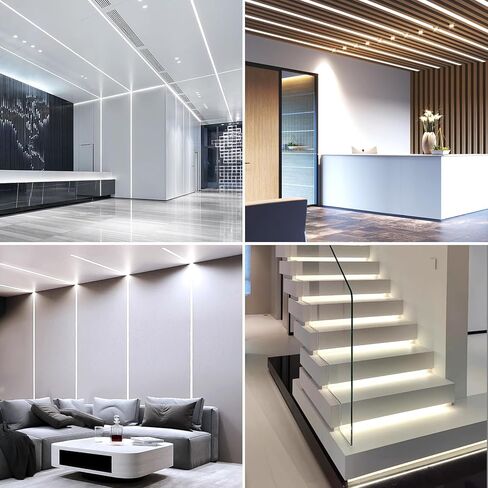 4 عبوات من قنوات LED الجصية بطول 3.3 أقدام/1 متر، قناة ناشرة LED للجدار الجاف بدون حواف مع ناشر حليبي، قناة ألومنيوم لأضواء الشريط، أسفل الخزانة، الجدار والسقف (الضوء غير متضمن) in Kuwait