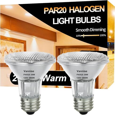 PAR20 Flood 39W 120V 480 Lumens, 6pcs High Output PAR20 Halogen Light Bulb Warm White 2800K, 39W PAR 20 Dimmable with E26 Base, Long Lasting PAR 20 Flood Light Bulb for Indoor Outdoor in Saudi Arabia