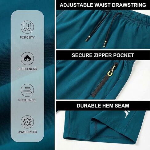 Quick Dry Men's Athletics Shorts, Gym Workout Sports Shorts, Lightweight Running Shorts with Pockets in Saudi Arabia