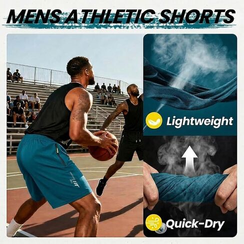 Quick Dry Men's Athletics Shorts, Gym Workout Sports Shorts, Lightweight Running Shorts with Pockets in Saudi Arabia
