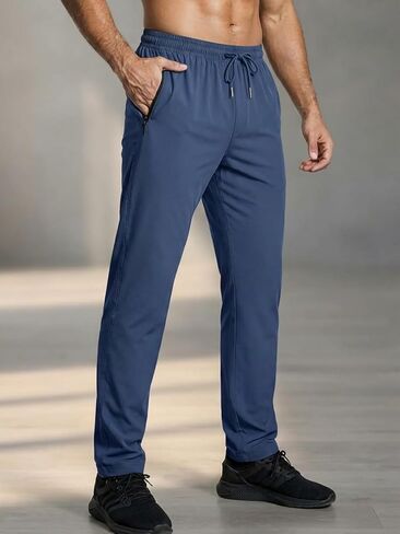 Men's Athletic Pants Elastic Waist Lightweight Quick Dry with Pockets Gym Workout in Saudi Arabia