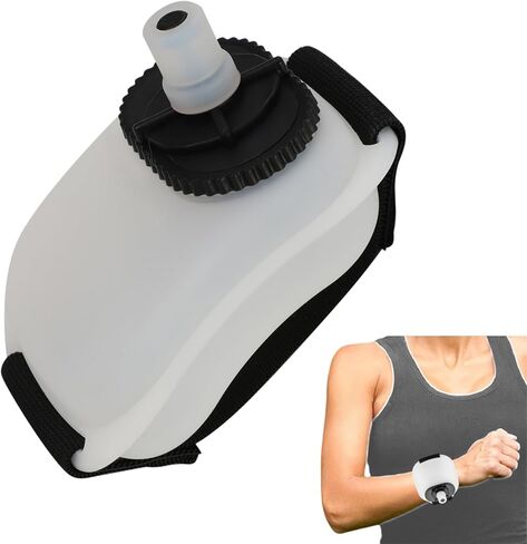 1 PCS Wrist Water Bottle 7oz/200ml Silicone Wearable Handheld Running Water Bottle for Hiking Gym Marathon Training Cycling Camping in Saudi Arabia