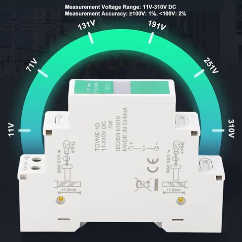 مقياس الجهد الكهربائي للسكك الحديدية Din، مقياس الجهد الكهربائي بشاشة LED الرقمية الفولتميتر DC مقياس الطاقة الكهربائية، نطاق الجهد DC 11V-310V، قياس دقيق in Saudi Arabia