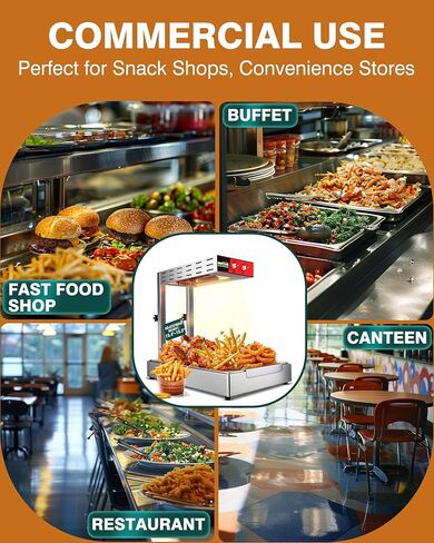WantJoin French Fry Warmer - Heat Lamp for Food Fries Warmer Commercial Adjustable Height 15.4"-18.5" Temp 86°F-156°F, Aluminum Fry Dump Station for Kitchens, Buffet, Catering in Saudi Arabia