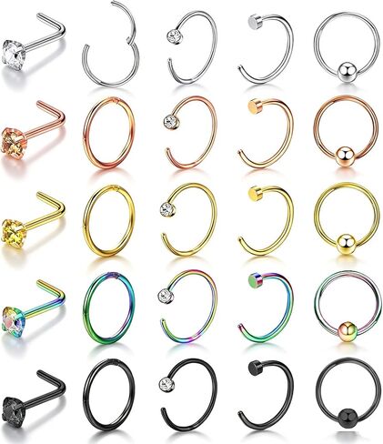 16G 18G 20G Nose Ring Hoop Stainless Steel Hinged Clicker Septum Rings Small Segment Rings Lip Hoops Tragus Helix Cartilage Conch Daith Nostril Piercing Jewelry for Women Men in Saudi Arabia
