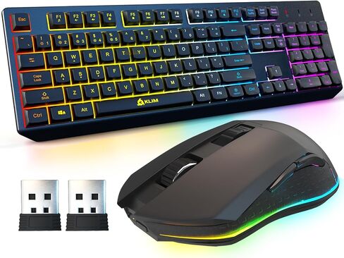 كليم مجموعة بليز اند كروما اللاسلكية - جديدة 2023 - مجموعة كيبورد وماوس العاب لاسلكية - مريحة ومتينة وسريعة الاستجابة - كيبورد باضاءة خلفية - ماوس العاب لاسلكي RGB - بطارية مدمجة تدوم طويلا in Saudi Arabia