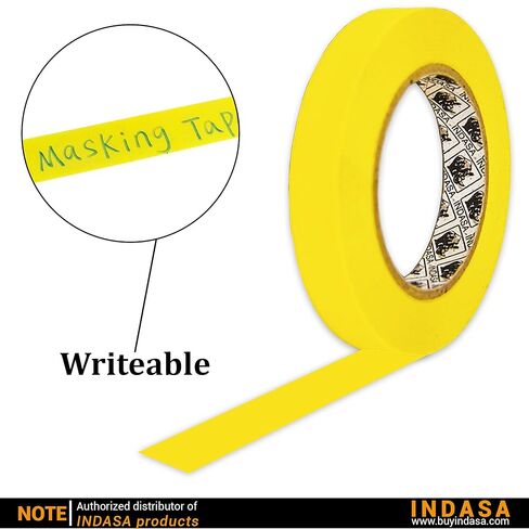 شريط لاصق INDASA MTE أصفر 3/4 بوصة × 50 متر، 12 علبة - مقاوم لدرجة الحرارة العالية، لا بقايا، إزالة نظيفة - مثالي للسيارات والطلاء والصناعة in Saudi Arabia
