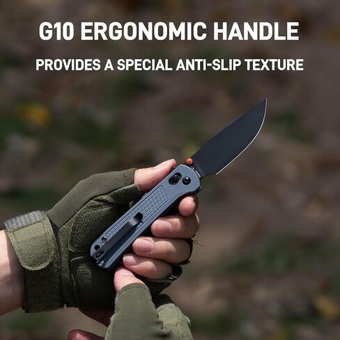 سكين جيب قابل للطي من CJRB، 3.25 بوصة AR-RPM9 شفرة فولاذية G10 مقبض EDC سكين مع مشبك جيب قفل الارتداد للرجال والنساء والتخييم والمشي لمسافات طويلة، أزرق (J1960) in Kuwait