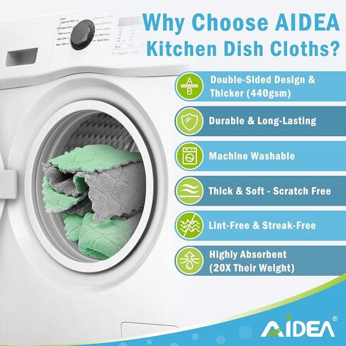 AIDEA Kitchen Towels, 24 Pack Absorbent Coral Fleece Dish Towels, No Odor Reusable Dish Cloths, Microfiber Cleaning Cloths, Fast Drying Dishcloths, 6.3" x10.4" in Saudi Arabia