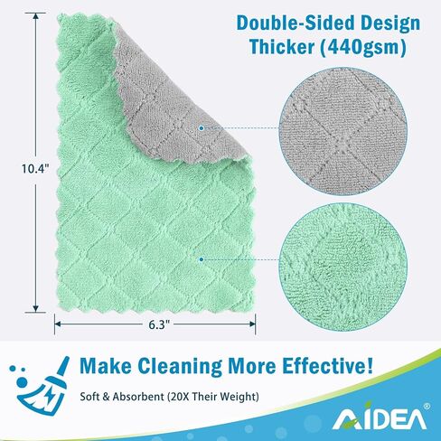 AIDEA Kitchen Towels, 24 Pack Absorbent Coral Fleece Dish Towels, No Odor Reusable Dish Cloths, Microfiber Cleaning Cloths, Fast Drying Dishcloths, 6.3" x10.4" in Saudi Arabia
