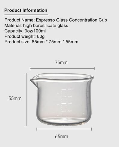 Espresso Cups, 100ML/3OZ Espresso Cups, Espresso Shot Glasses with V-Shaped Mouth, Clear Accessories, Milk Frothing Pitcher (1pcs) in Saudi Arabia