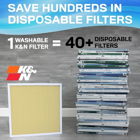 K&N 20X25X5 HVAC Furnace Air Filter, Lasts a Lifetime, Washable, Merv 11, the Last HVAC Filter You Will Ever Buy, Breathe Safely at Home or in the Office, HVC-52025 in Saudi Arabia