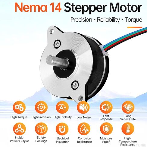 0.9° مستدير Nema 14 محرك متدرج 2 مرحلة عزم دوران عالي 3Ncm(4.25oz·in) ثنائي القطب 8.7Ω 0.5A 15mm 4-سلك رمح 15mm φ5mm 36mm كابل محرك متدرج 0.5M للطابعة ثلاثية الأبعاد DIY Robot CNC Machine in Kuwait
