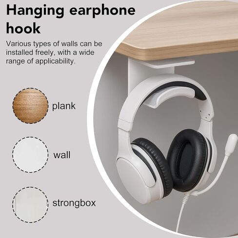 2 PCS Hanging Headphone Hook - Headset Holder with Strong Adhesive Pad, Space-Saving Mount for Desk/Wall/Computer, Compatible with Over-Ear/On-Ear Headphones, White in Saudi Arabia