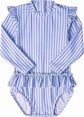 Baby/Toddle Girls Long Sleeve One Piece Swimsuit with Ruffle UPF 50+ Sun Protection Rash Guard Bathing Suit in Saudi Arabia