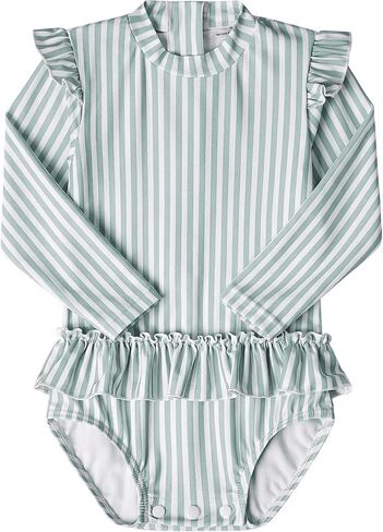 Baby/Toddle Girls Long Sleeve One Piece Swimsuit with Ruffle UPF 50+ Sun Protection Rash Guard Bathing Suit in Saudi Arabia