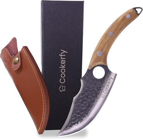 Chef Knife - Japanese Knife Style with Ergonomic Grip & Rosewood Handle, 6" High Carbon 5cr15 Steel Meat Cleaver, Genuine Leather Sheath, Kitchen Knives, Gift Packaging in Saudi Arabia