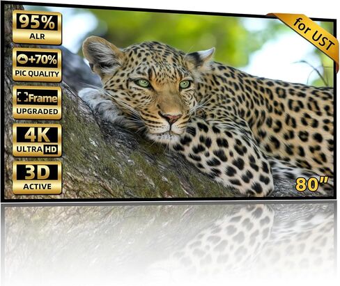 شاشة ALL لجهاز عرض UST ، 120 بوصة ALR الإطار الثابتة شاشة شاشة الحائط 16: 9 8K/4K 3D ، شاشة الإسقاط الرمادي ، 0.39 بوصة مدي للغاية للأفلام والألعاب in Saudi Arabia