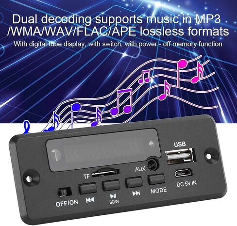 لوحة فك تشفير بلوتوث MP3 من Ejoyous، وحدة فك تشفير MP3، وحدة مشغل مضخم العرض الرقمي 2 × 3 وات، لوازم سوداء مع جهاز تحكم عن بعد in Saudi Arabia