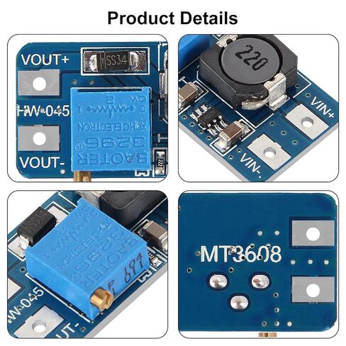 6pcs MT3608 DC-DC Boost Converter 2A Adjustable Step Up Module Voltage Regulator Board Input Voltage 2V-24V to 5V-28V Output Voltage for Arduino in Saudi Arabia