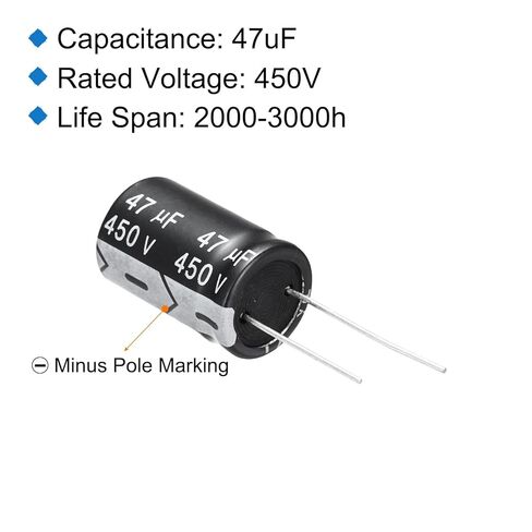 Generic 47uF 450V 16x25mm Electrolytic Capacitor, Radial Leads Aluminum Capacitors for TV, LCD Monitor, VCD, 10Pcs in Saudi Arabia