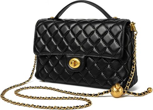 DORIS&JACKY Quilted Top Handle Satchel Purse for Women. Designer Lambskin Crossbody Shoulder Bag with Twist Lock Flap in Saudi Arabia