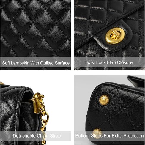 DORIS&JACKY Quilted Top Handle Satchel Purse for Women. Designer Lambskin Crossbody Shoulder Bag with Twist Lock Flap in Saudi Arabia