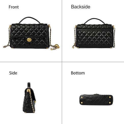 DORIS&JACKY Quilted Top Handle Satchel Purse for Women. Designer Lambskin Crossbody Shoulder Bag with Twist Lock Flap in Saudi Arabia