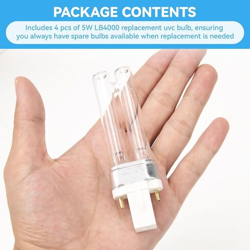 LB4000 5W UV-C Replacement Bulb Compatible with Germ Guardian LB4000 AC4300BPTCA, AC4825, AC4850, AC4850PT, AC4900, AC4900CA, AC5300B, AC5350B, AC5350W Air Purifiers (4-Pack) in Saudi Arabia