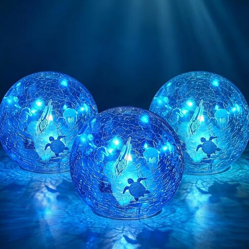3 PCS St Patricks Day Decorations,3.93'' Lighted Glass Ball Tabletop Decor Crackle LEDs Night Light,Shamrock Globe Night Light with Timer,Lighted Spheres Decorative Balls Glass Orb Table Lamps in Saudi Arabia
