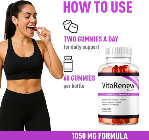 VitaRenew Gummies - تركيبة VitaRenew الأصلية المتقدمة 1050 مجم - أقصى قدر من القوة، مكمل للتركيبة الرسمية الصمغية Vita Renew جميع الدعم الصحي الطبيعي بشكل عام، 60 علكة لمدة شهر واحد in Saudi Arabia