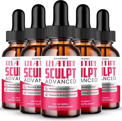 Gelatine Sculpt Drops, Official Gelatine Sculpt Supplement Dropper, All Natural Keto Liquid Droppers, Advanced Formula Sustain Active Lifestyle & Fitness Goals, GelatineSculpt Reviews (5 Pack) in Saudi Arabia