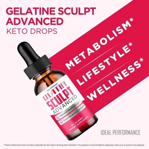 Gelatine Sculpt Drops, Official Gelatine Sculpt Supplement Dropper, All Natural Keto Liquid Droppers, Advanced Formula Sustain Active Lifestyle & Fitness Goals, GelatineSculpt Reviews (5 Pack) in Saudi Arabia