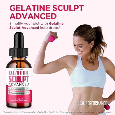 Gelatine Sculpt Drops, Official Gelatine Sculpt Supplement Dropper, All Natural Keto Liquid Droppers, Advanced Formula Sustain Active Lifestyle & Fitness Goals, GelatineSculpt Reviews (5 Pack) in Saudi Arabia