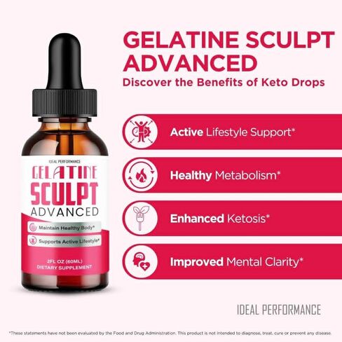 Gelatine Sculpt Drops, Official Gelatine Sculpt Supplement Dropper, All Natural Keto Liquid Droppers, Advanced Formula Sustain Active Lifestyle & Fitness Goals, GelatineSculpt Reviews (5 Pack) in Saudi Arabia
