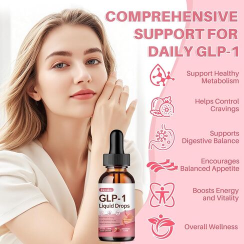 مكمل GLP-1، مكمل GLP-1 لدعم القطرات السائلة مع البربارين والكروم وقرفة سيلان والشاي الأخضر ومستخلص زهرة الجنجل، مكمل GLP-1 لصحة الأمعاء والتمثيل الغذائي، نباتي، نكهة الفراولة، 2 أونصة سائلة in Kuwait