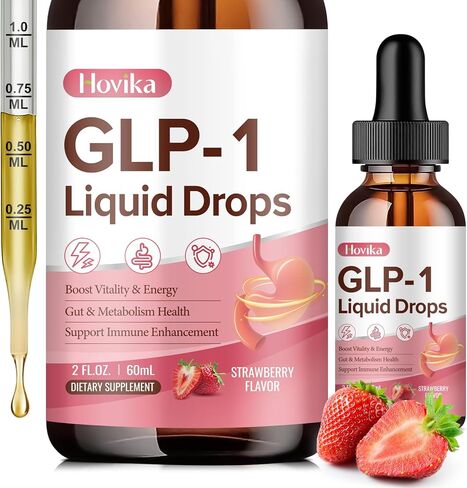 مكمل GLP-1، مكمل GLP-1 لدعم القطرات السائلة مع البربارين والكروم وقرفة سيلان والشاي الأخضر ومستخلص زهرة الجنجل، مكمل GLP-1 لصحة الأمعاء والتمثيل الغذائي، نباتي، نكهة الفراولة، 2 أونصة سائلة in Kuwait