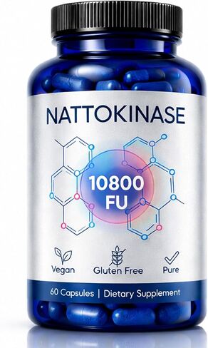 مكمل إنزيم Nattokinase 10800 FU، Nattokinase النهائي مع مستخلص الصويا المخمر نشاط موحد - كبسولة يومية نباتية لروتين العافية ودعم نمط الحياة النشط (1) in Kuwait