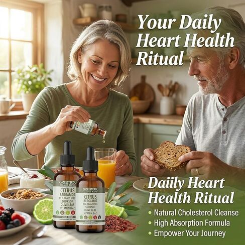 Sentk Red Yeast Rice Drops Citrus Bergamot Liquid, High Absorption Cholesterol Support with Soursop Olive Leaf Vitamin B+C Natural Non-GMO Heart Health Antioxidant Liquid Supplement 2 Fl Oz *2 Pack in Saudi Arabia
