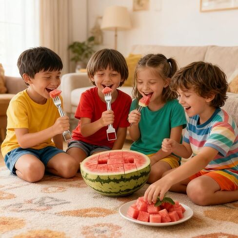 قطعتان من قطاعة شوكة البطيخ، 2 في 1 من الفولاذ المقاوم للصدأ قطاعة البطيخ، أداة سكين تقطيع البطيخ المحمولة مع مقبض للإمساك بأدوات المطبخ والتخييم في المنزل in Saudi Arabia