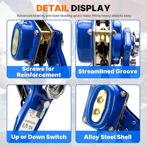 Manual Lever Chain Hoist, 1 Ton 2000LBS Capacity 10 Feet Chains, Manual Ratchet Chain Puller Hoist with 2 Heavy Duty Hooks for Building Garages Warehouse Automotive Machinery in Saudi Arabia