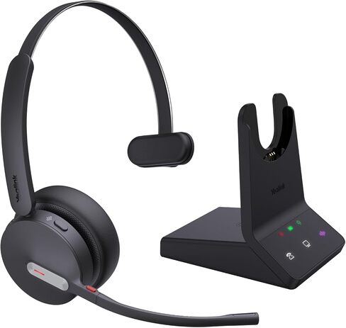 yealink wh64 mono uc dect & bluetooth wireless headset ، نطاق 606 قدم ، تكبير ، skype ، uc معتمد ، واحد على سماعة رأس الأذن مع 3x إلغاء الميكروف in Saudi Arabia