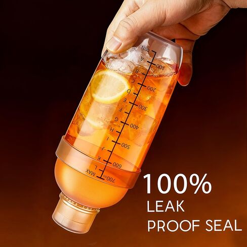Plastic Cocktail Shaker with Measuring Scale 24oz (700ml), Leak-Proof & Shatter-Resistant Drink Mixer for Bartending, Protein Shakes, Iced Coffee & Milk Tea in Saudi Arabia